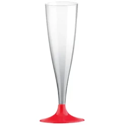 Champagneglas m/Rød Fod 14cl, 10 stk.