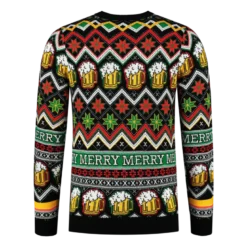 Cheers Santa! Sort Julesweater m/Plysset Skæg