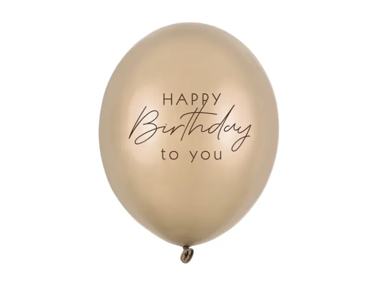 Cold Gold "Happy Birthday" Balloner, 6 stk.