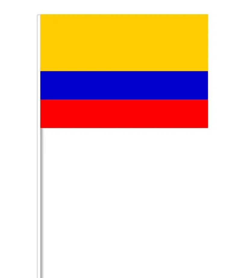 Colombiansk Papirflag på Pind, 27 x 20 cm