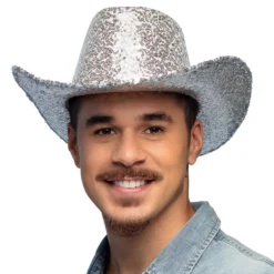 Cowboyhat med Sølv Pailetter