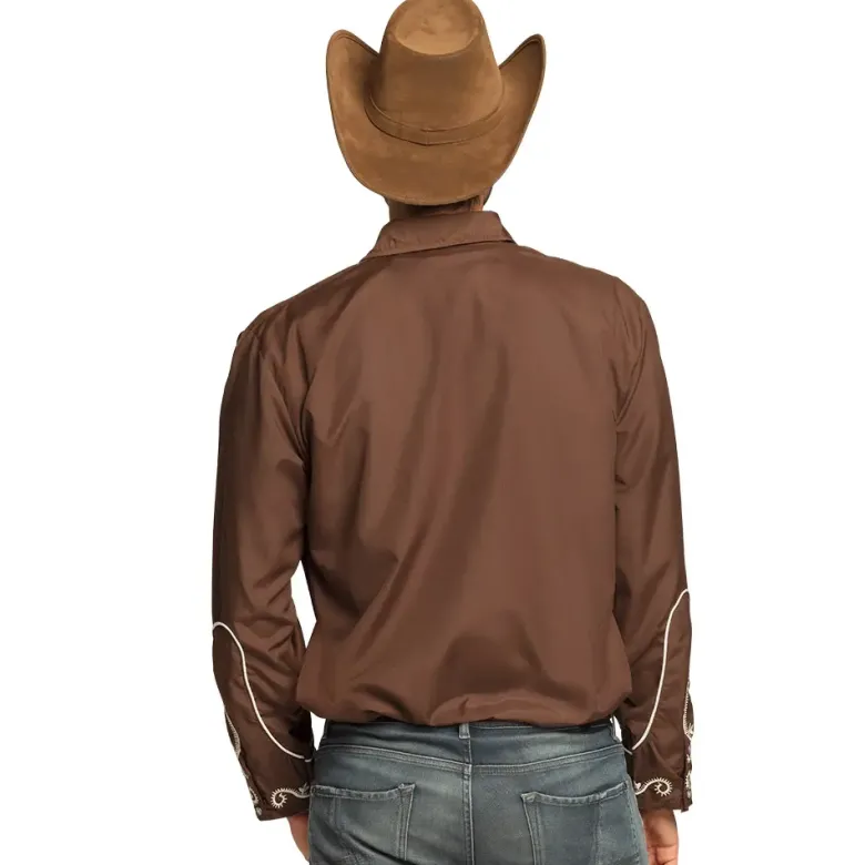 Cowboyskjorte Brun med Syninger