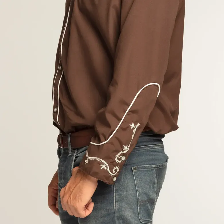Cowboyskjorte Brun med Syninger