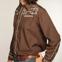 Cowboyskjorte Brun med Syninger