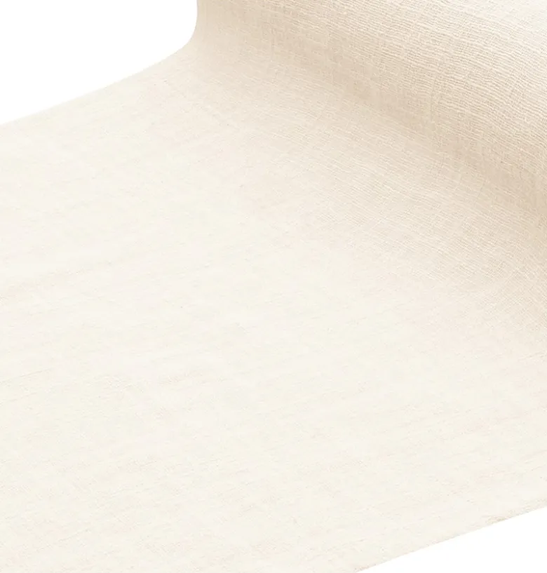 Cremefarvet Dug i Vasket Bomuld, 125 x 240 cm