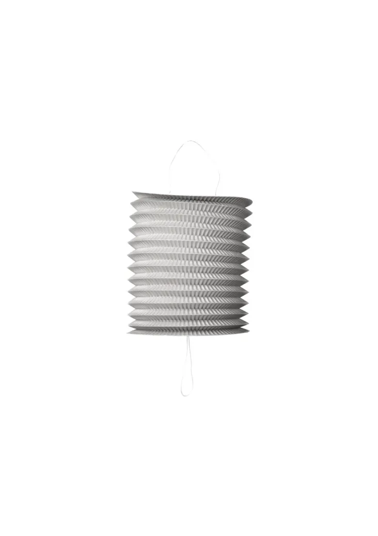 Cylinder Papir Lanterne i Sølv, 16 cm