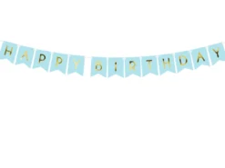 Dekorativt Lyseblåt "Happy Birthday" Banner, 1.75m