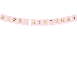 Dekorativt Lyserødt "Happy Birthday" Banner, 1.75m