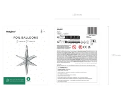 3D Folie Ballon Stjerne, 50 cm, Sølv