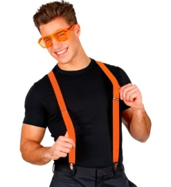 Elastik Seler m/Sølv Spænder i Neon Orange