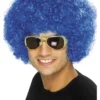 70er Afro Paryk Blå