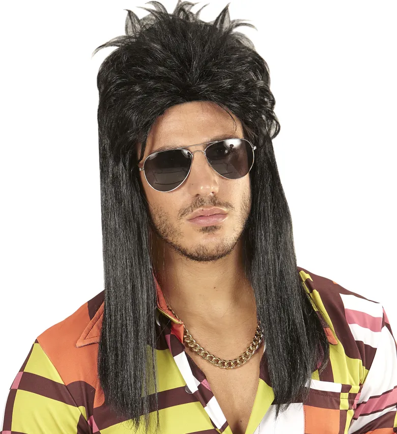 70'er rocker paryk sort