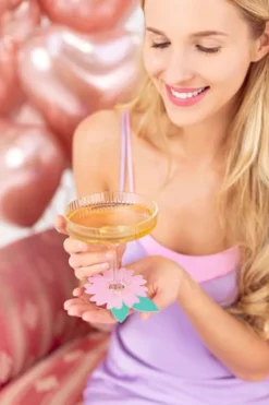 Farverige Blomster Ringe t/Drinks m.m., 10 stk.