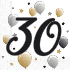 Fødselsdags Ballon Servietter - 'Happy 30'