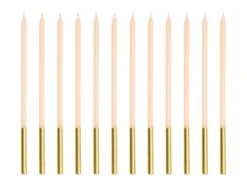 Fødselsdagslys, Beige, 14 cm (12 Stk.)