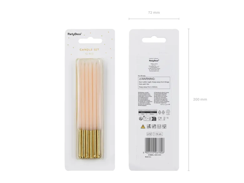 Fødselsdagslys, Beige, 14 cm (12 Stk.)