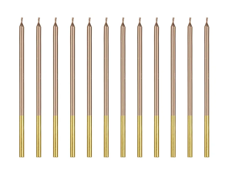 Fødselsdagslys, Rosegold, 14 cm (12 Stk.)