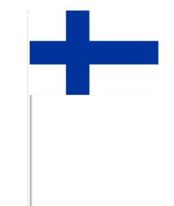 Finsk Papirflag på Pind, 27 x 20 cm