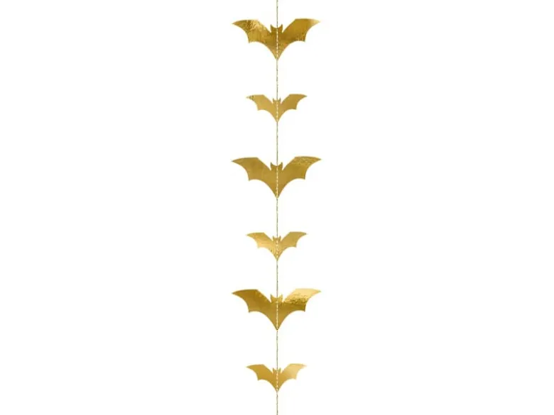 Flagermus Papir Guirlande Guld - Halloween Pynt