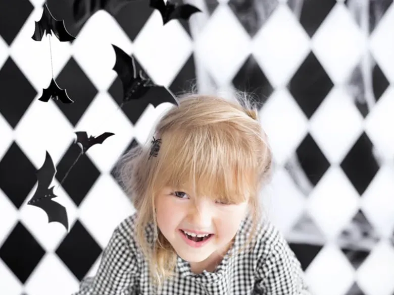 Flagermus Papir Guirlande Sort - Halloween Pynt