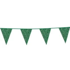Flagguirlande m/Grønne Glitter Vimpler 20x30cm, 6M