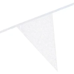 Flagguirlande m/Hvide Glitter Vimpler 20x30cm, 6M