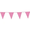 Flagguirlande m/Lyserøde Glitter Vimpler 20x30cm, 6M