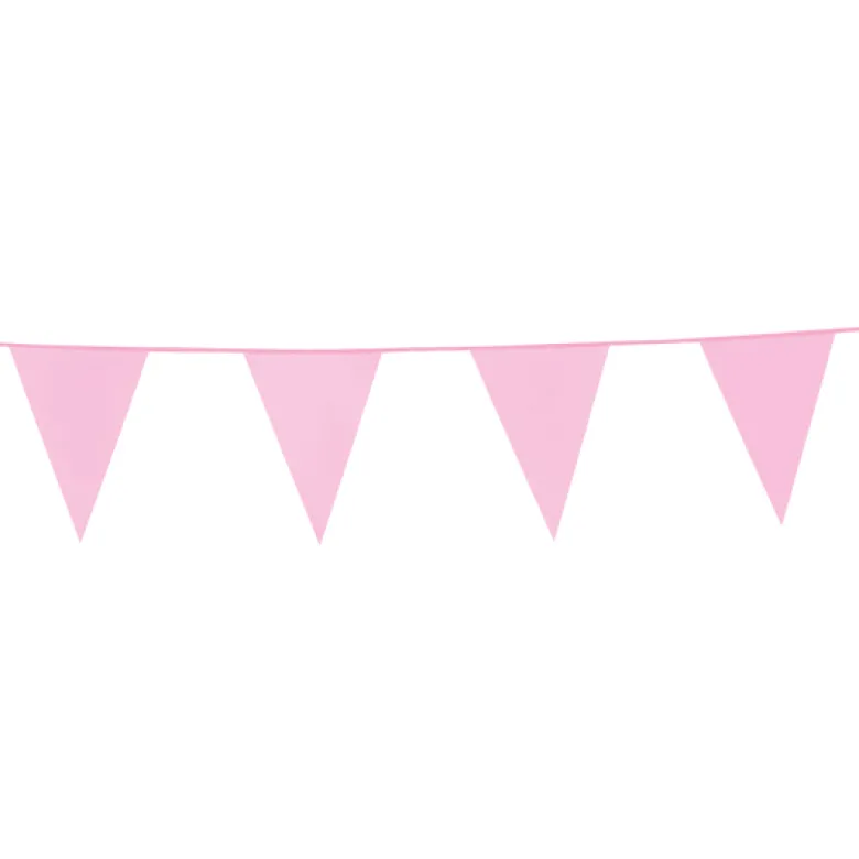 Flagguirlande 10M med lyserøde vimpel flag (30cm X 20cm)