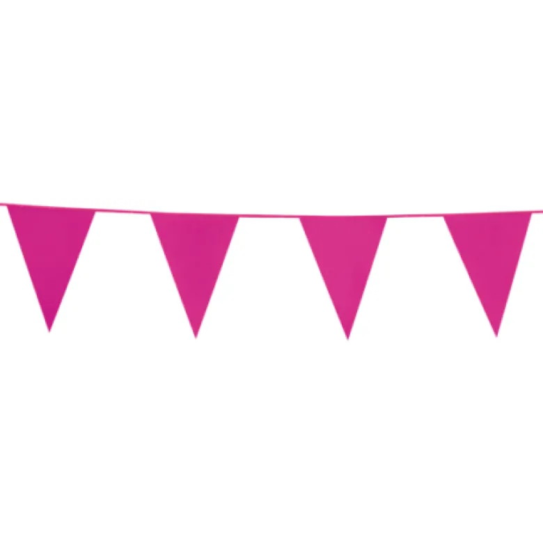 Flagguirlande 10M med Pink vimpel flag (30cm X 20cm)