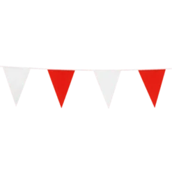 Flagguirlande 10M med Røde & hvide vimpel flag (30cm X 20cm)