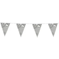 Flagguirlande 10M med sølv vimpel flag (30cm X 20cm)