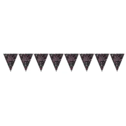 Flagguirlande 4M med Sparkling ''Happy Birthday'' vimpel flag (sort & pink)