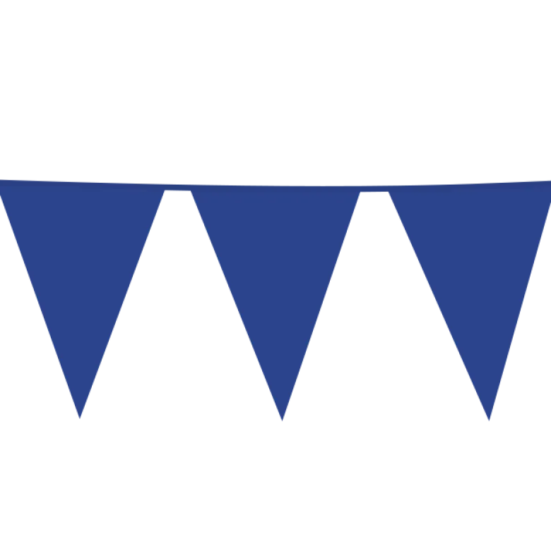 Flagguirlande 10M med store blå vimpel flag (45cm X 30cm)