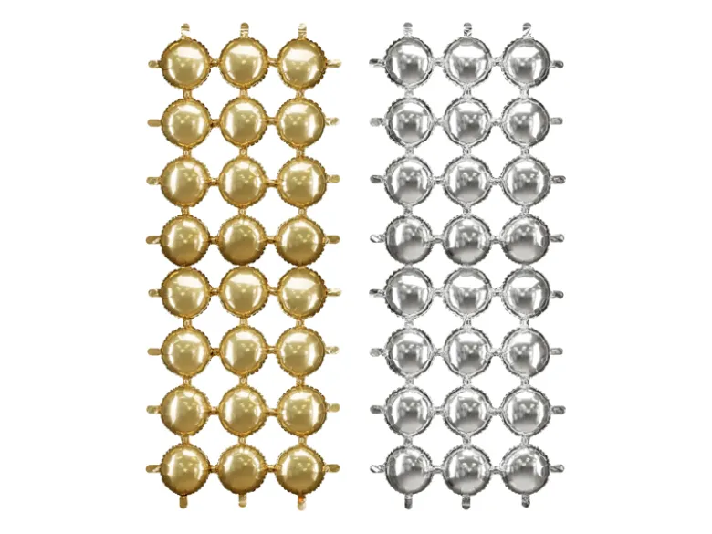 Folie Ballon Backdrop, Double-Sided Rund, Guld-Sølv, 78 X 107 cm