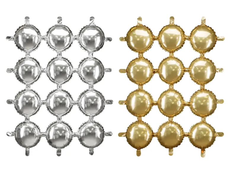 Folie Ballon Backdrop, Double-Sided Rund, Guld-Sølv, 78 X 107 cm