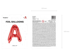 Folie Ballon Bogstaver ''A'', 35 cm, Rød