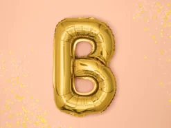Folie Ballon Bogstaver ''B'', 35 cm, Guld