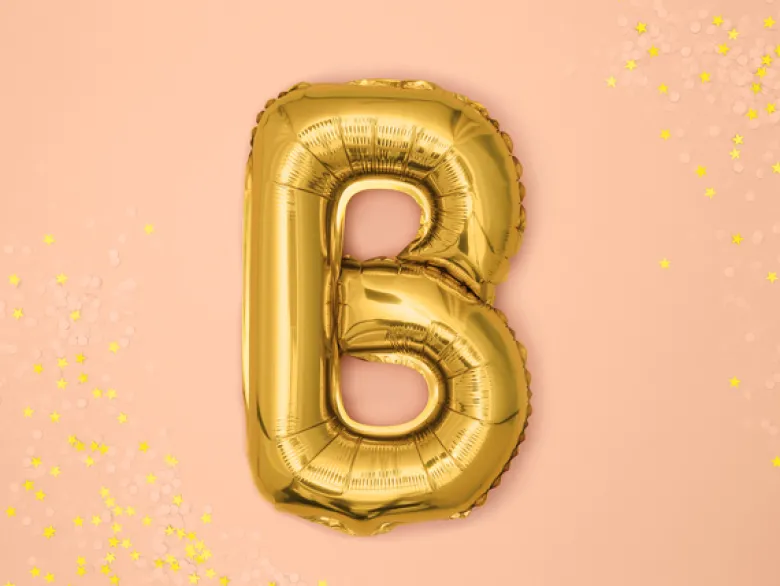 Folie Ballon Bogstaver ''B'', 35 cm, Guld