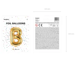 Folie Ballon Bogstaver ''B'', 35 cm, Guld