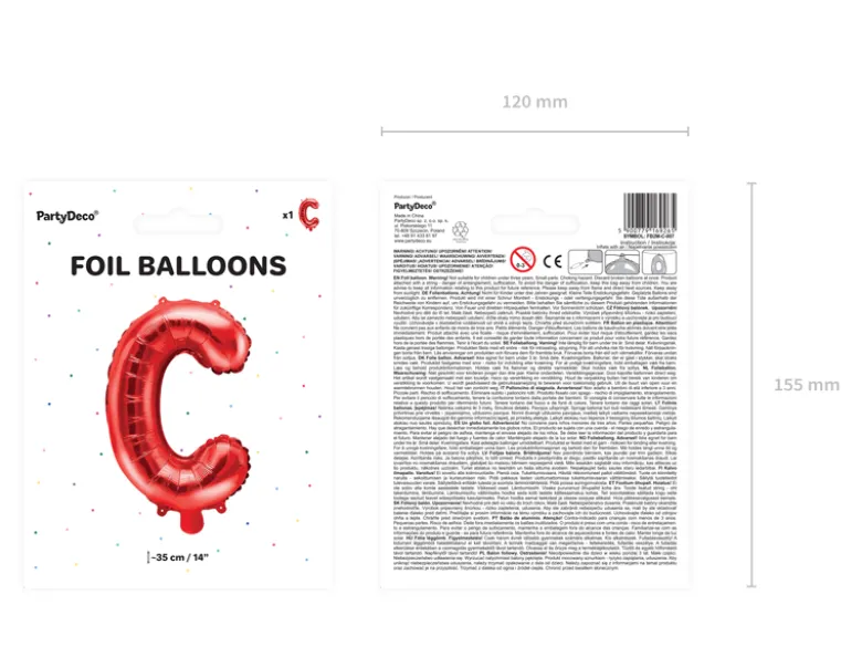 Folie Ballon Bogstaver ''C'', 35 cm, Rød