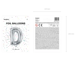 Folie Ballon Bogstaver ''D'', 35 cm, Sølv
