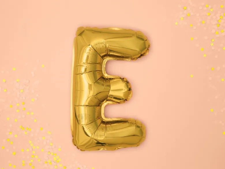 Folie Ballon Bogstaver ''E'', 35 cm, Guld