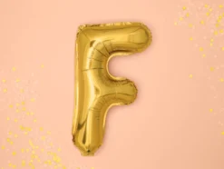 Folie Ballon Bogstaver ''F'', 35 cm, Guld