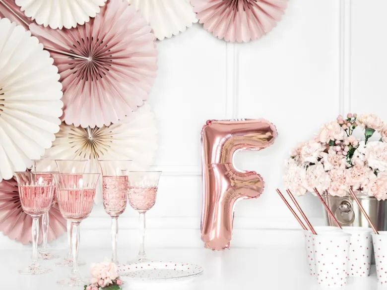 Folie Ballon Bogstaver ''F'', 35 cm, Rosegold
