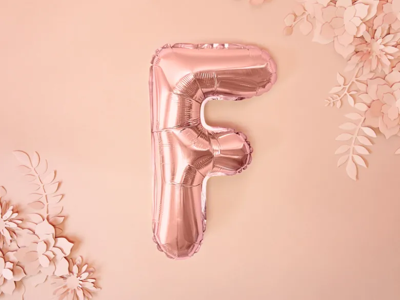 Folie Ballon Bogstaver ''F'', 35 cm, Rosegold