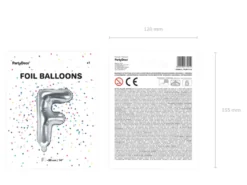 Folie Ballon Bogstaver ''F'', 35 cm, Sølv
