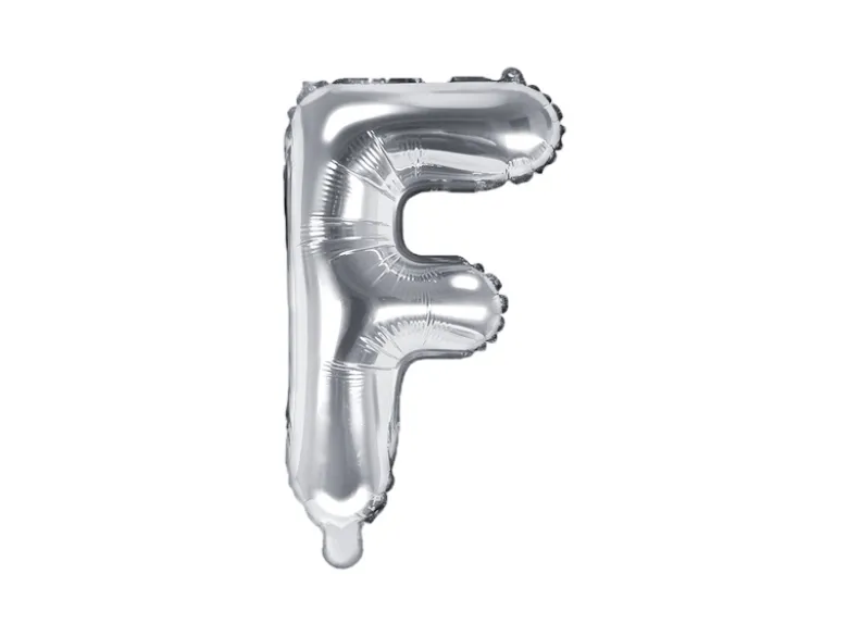 Folie Ballon Bogstaver ''F'', 35 cm, Sølv