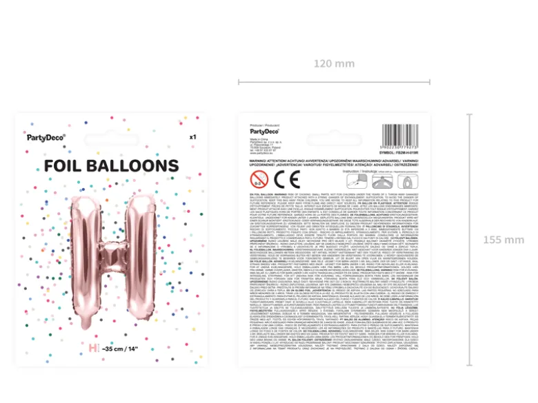 Folie Ballon Bogstaver ''H'', 35 cm, Rosegold