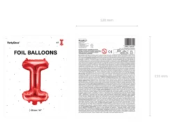 Folie Ballon Bogstaver ''I'', 35 cm, Rød