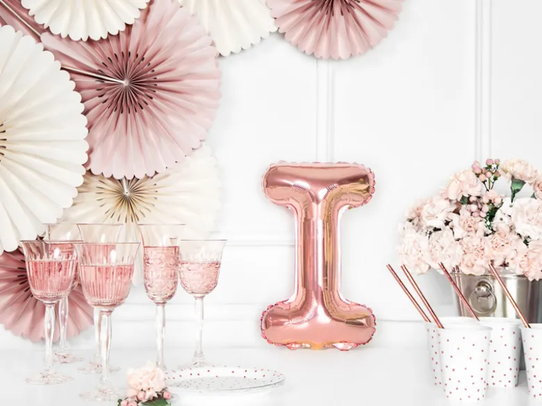 Folie Ballon Bogstaver ''I'', 35 cm, Rosegold